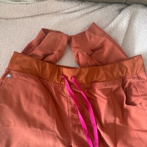 Figs Coral Zamora Jogger Scrub bottoms with Pink Accents